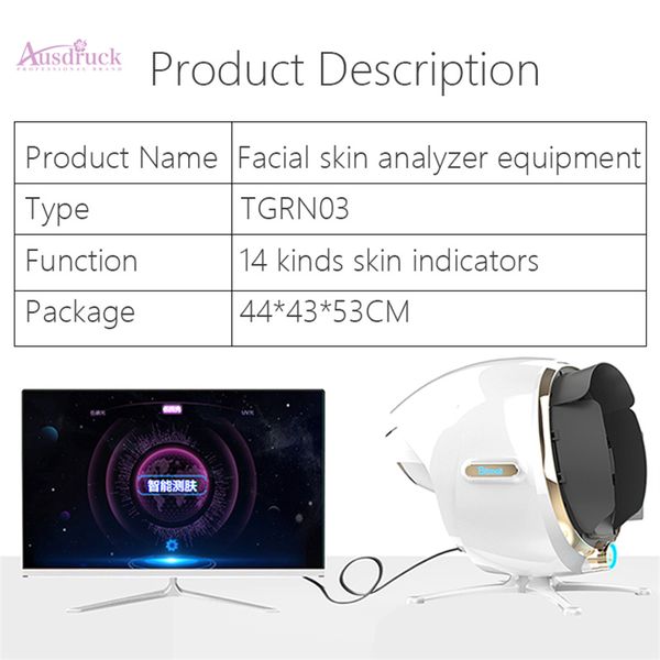 2021 High End Ai Smart Facial Analyzer Detector de pele com Relatório 8 Profissional Scan Face Digital 4D 8D Espelho Scanner Facial Visia Análise Máquina