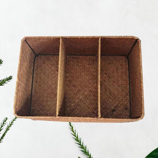 

storage baskets seaweed woven deskbox 3-compartment basket debris (yellow)