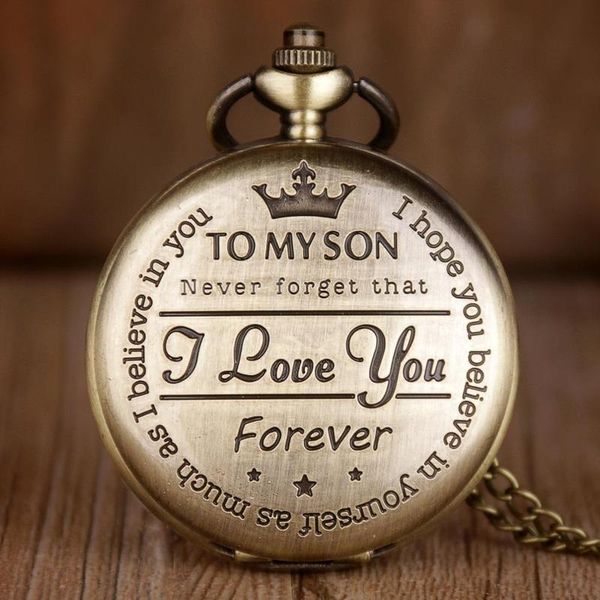 

pocket watches spot to my son, husband, grandpa engraving retro quartz watch pendant roman numeral, Slivery;golden