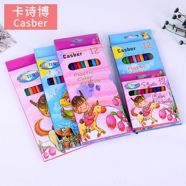 

12 cashibo color environmental protection pencil lead creative cartoon painting no sharpening, Black;red
