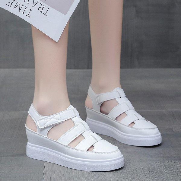 

sandals 2021 summer style roman women's fashion thick-soled inner heightening wedge hollow platform shoes, Black