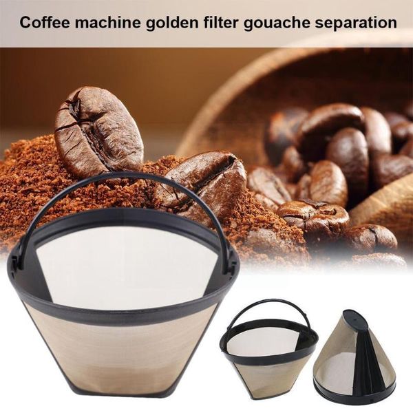 

coffee filters washable handle filter steel reusable cone-style mesh tool gadgets kitchen refillable gold machine maker cafe z0e4