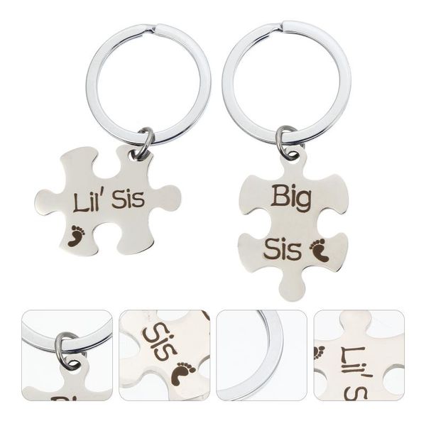 

party favor 2pcs chic couple keychains stainless steel key ring puzzle keyring pendants
