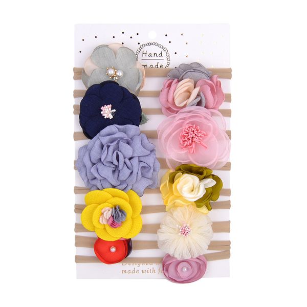 Baby Stirnbänder Blume Nylon Elastische Stirnband Kinder Haarschmuck Neugeborenen Blumen Haarbänder Mädchen Solide Kopfbedeckung Für Kleinkind 10 teile / set kha179