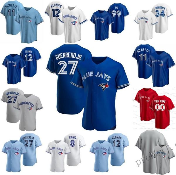 

2021 vladimir guerrero jr. baseball jersey toronto hyun-jin ryu marcus semien bo bichette cavan biggio lourdes gurriel jr. danny jansen adam, Blue;black