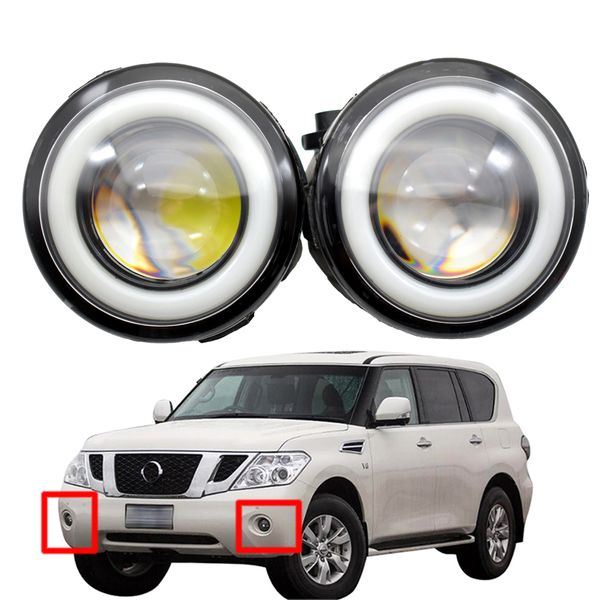 Für Nissan Patrol 3 III Y62 2010-2015 Nebelscheinwerfer Stücke Nebelscheinwerfer LED DRL hochwertige Angel Eye 12v H11