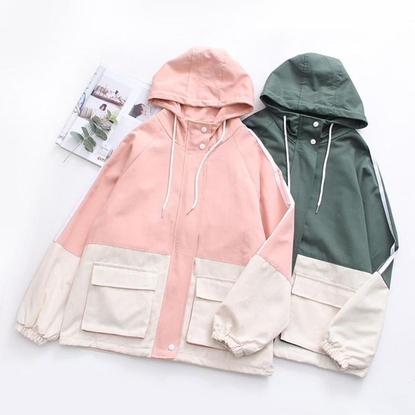 

women's jackets spring harajuku hooded jacket women 2021 casual long sleeve plus size black coat female autumn loose outwear mujer, Black;brown