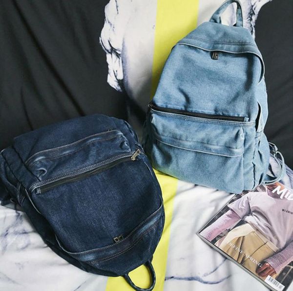 

backpack dhl10pcs/lot women men demin college style pure color school bag