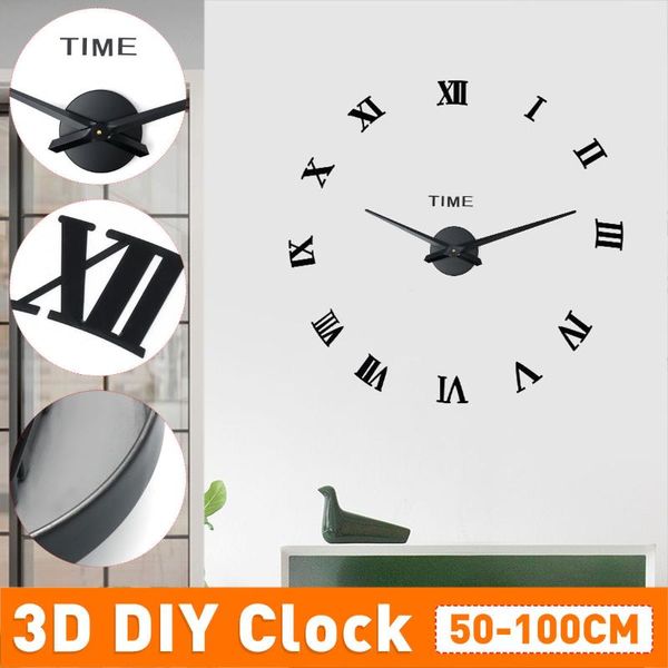 

wall clocks watch horloge 3d diy acrylic mirror stickers modern design home decoration living room quartz needle europe