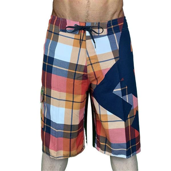 

men beach shorts summer quick dry men's simple plaid print casual breathable male, White;black