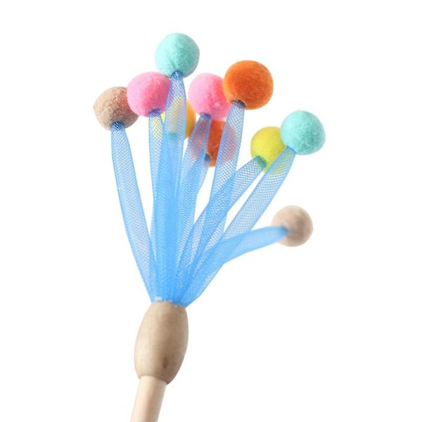 

cat toys toy pet teaser wand wooden rod pom bell kitten interactive for cats supplies