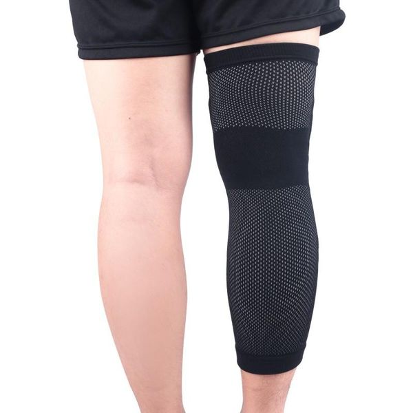 

1pc long knee pad sleeve anti-slip breathable knitted leg support protector outdoor gym cycling basketball fitness sportswear ac elbow & pad, Black;gray