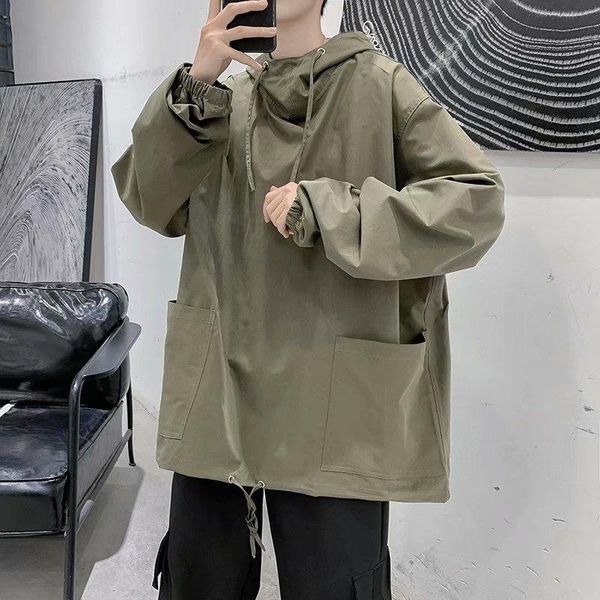 

men's jackets mens hooded jacket autumn winter casual hoodie solid color man long sleeve japanese streetwear men clothing, Black;brown