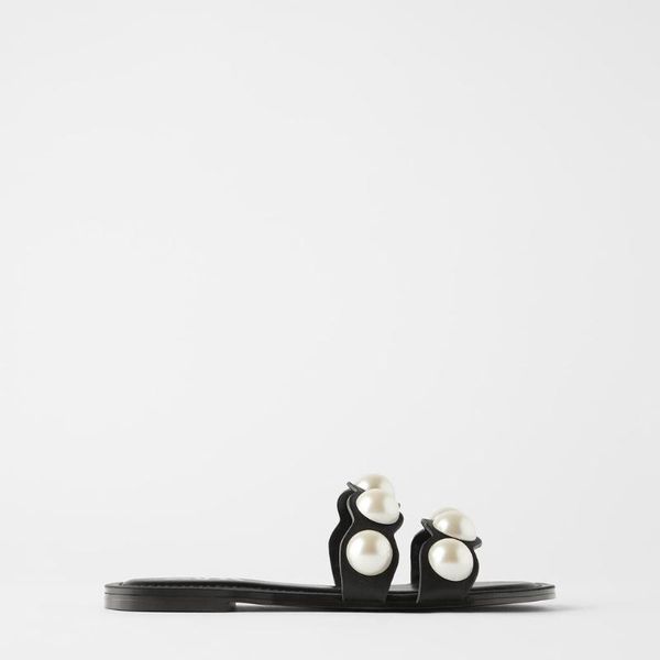 

slippers 2021 shoes black zhen zhu shi flat-bottomed leather sandals wild leisure