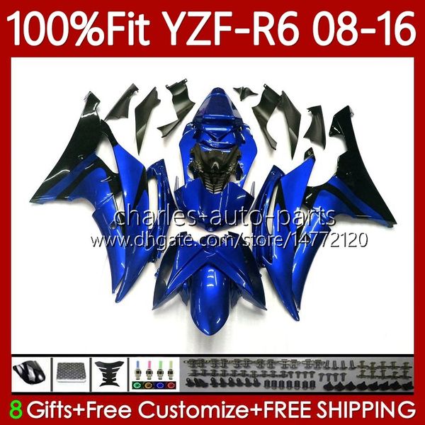 Spritzguss-Metallblau-Schwarz-Verkleidungen für Yamaha YZF-R6 YZF R 6 YZF R6 600 YZF-600 YZFR6 08 09 10 11 12 13 15 16 99No.34 YZF600 2008 2009 2010 2011 2012 2013 2014 2015 2016 OEM-Karosserie