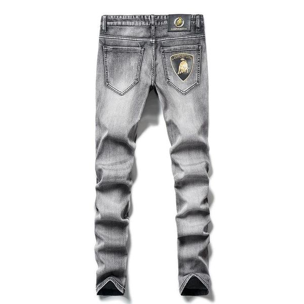 

men's jeans spring thin trousers cotton slim elastic cow brand business pants classic style summer denim male, Blue