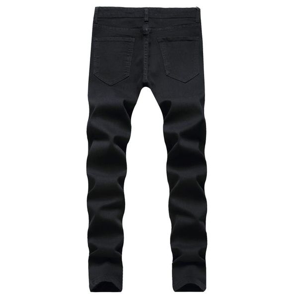 

european and american men's jeans amazon printed black striped ankle zipper men, Blue