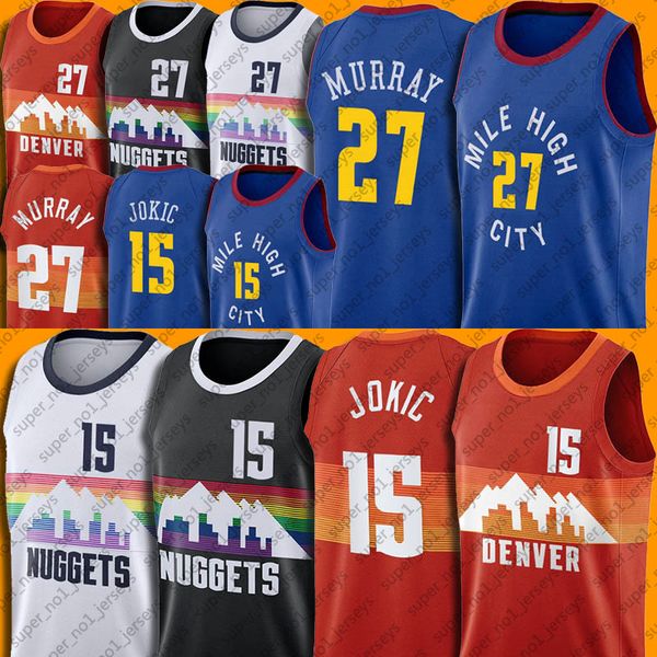 

new 15 nikola basketball jokic jersey jamal 27 murray jerseys denvers 2022 city nugget, Black;red