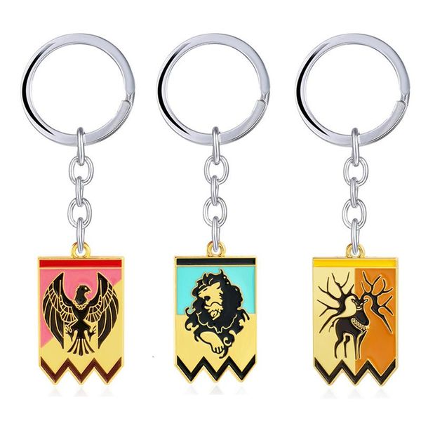 

keychains 2021 anime fire emblem keychain lion deer metal pendant keyrings key chains souvenirs figure gifts men women, Silver
