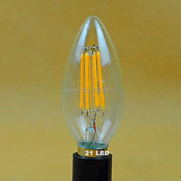 

bulbs 10pcs/lot 2w 4w e14 e27 220v 240v filament candle cri 90 360 degree bulb