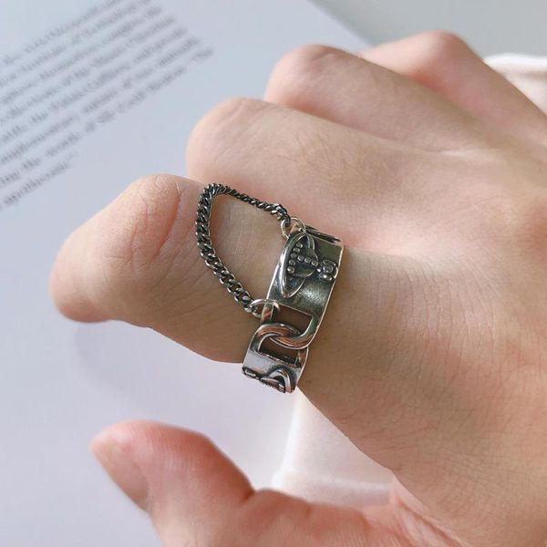 

cluster rings 925 sterling silver ring female gothic vintage resizable bague homme argent party anillos bizuteria, Golden;silver