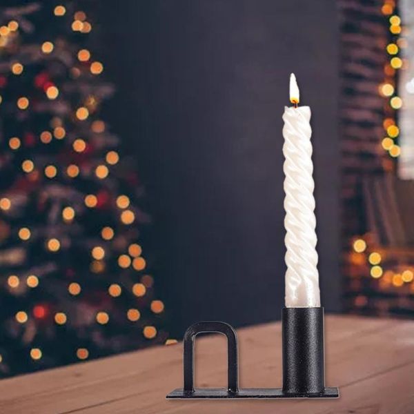 

candle holders 2 pcs black cylindrical monotube table stand candlestick with handle metal tableholder home furnishing desktop