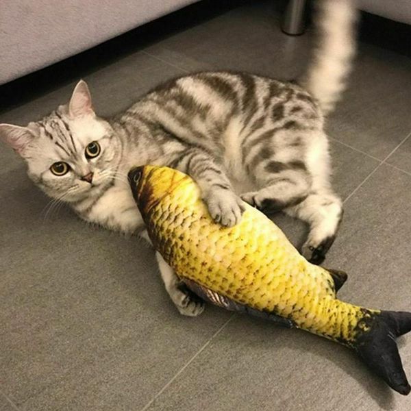 

artificial fish shape simulation plush pet cat chewing toy catnip interactive training kitten toys