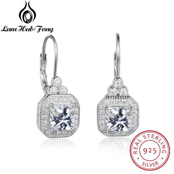 

hoop & huggie 925 sterling silver cubic zirconia earrings for women pave crystal bridal wedding jewelry (lam hub fong), Golden;silver