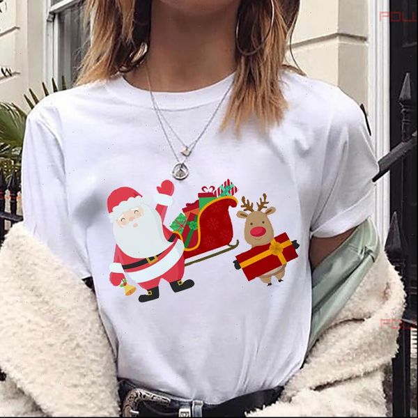 

womens t shirt women all seasons suitable fashion tshirt santa claus gift graphic print female christmas harajuku, White