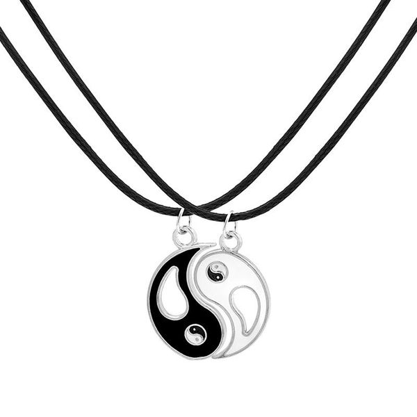 

pendant necklaces tai chi bagua couple necklace splicing and disassembly creative neck chain vintage chinese style jewelry choker, Silver