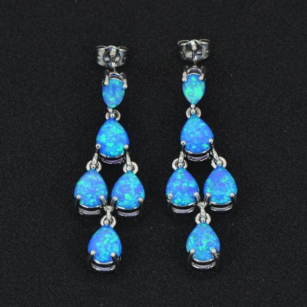 

stud wholesale & retail fashion blue fine fire opal earrings 925 sterling sliver for women ejl16060206, Golden;silver