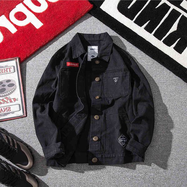 

men's jackets jeans and male seam jacket, korean version of the couple, harajuku style, casual for men, spring summer, et2s, Black;brown