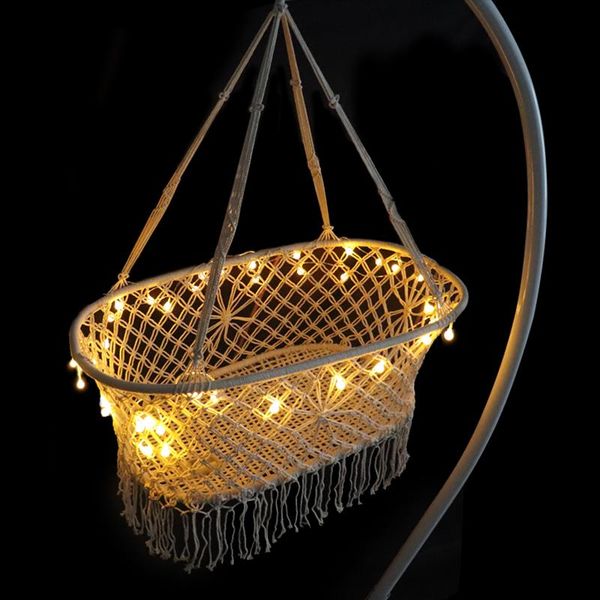 

children's hammock garden swing with light string camp furniture