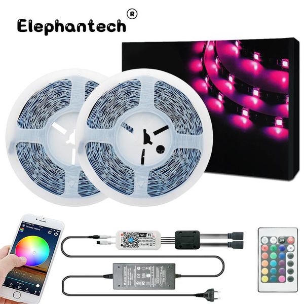 

strips elephantech led light strip, 32.8 feet 65.6 non-waterproof belt controlled by wifi wireless smartphone white pcb