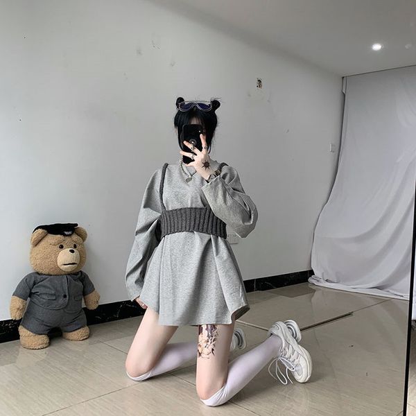 

Women's Tracksuits Autumn 2Pcs Set Knitted vest Sweatshirt Top Women Fashion sexy Loose wild suits Hip Hop Plus Size Slim Pullover Full, Gray