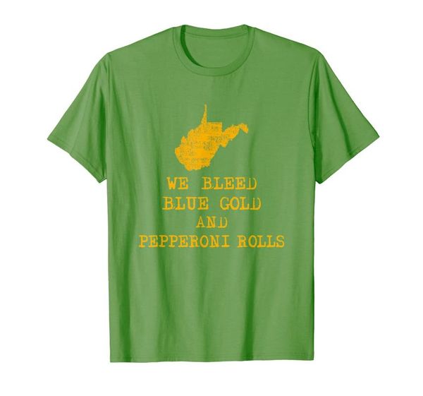 

men's t-shirts wv west-virginia we bleed blue gold and pepperoni rolls, White;black