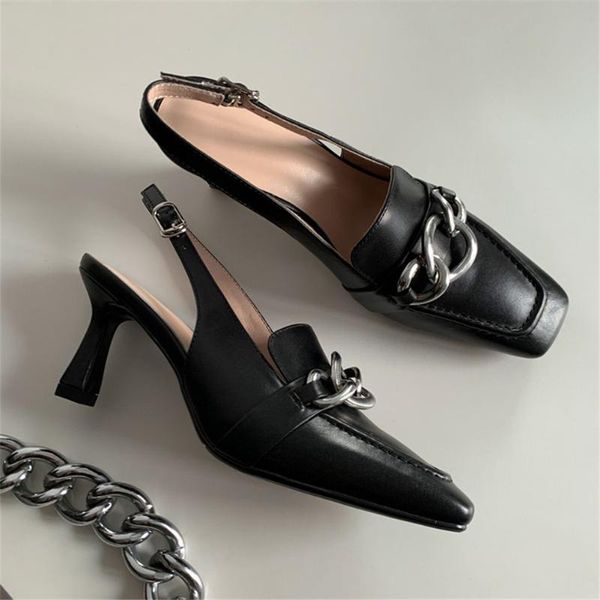 

sandals lapolaka design high heels party office lady summer shoes slingback 100% genuine leather women, Black