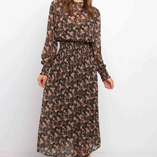 

women's clothing dresses dress spring 2021 women's chiffon skirt long sleeve slim dress, Black;gray