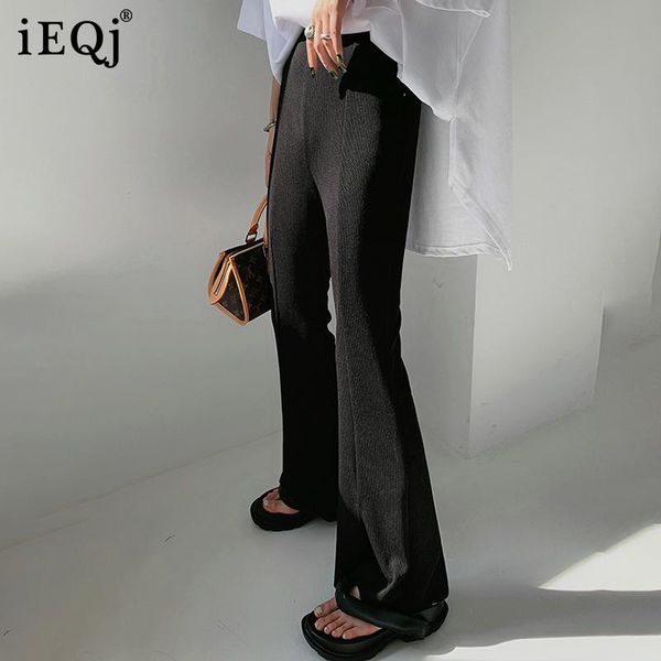 

women's pants & capris ieqj black casual all-match high waist stretch slit elastic drape thin loose women fashion tide autumn 2021 3f12, Black;white