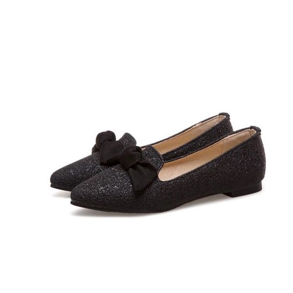 

dress shoes plus size pointed sequin summer flat ladies women woman, Black