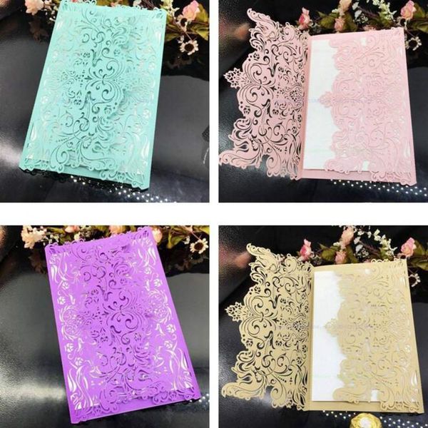 

greeting cards laser cut rustic wedding invitations card blank inner page vintage floral birthday accessories 30 pcs 5zsh209-30