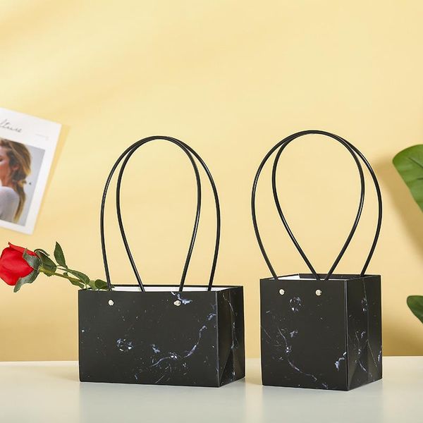 

gift wrap portable thicken marble waterproof bouquet wrapping flower bag wedding reward candies mother's day rose handbag