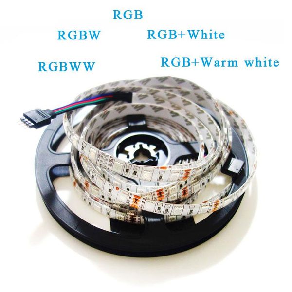 

strips dc 12v rgbw / rgbww rgb rgb+white rgb+warm white 60 led/m flexible led strip light 5m/lot waterproof non-waterproof