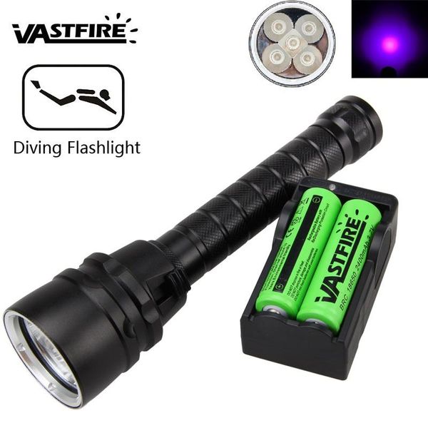 

professional underwater 100m uv scuba diving waterproof 5x xpe led 395nm 18650 torch flashlights torches