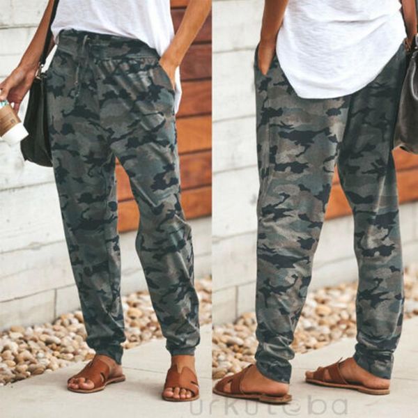 

women's pants & capris 2021 fashion women camo high waist trousers army military combat camouflage long, Black;white