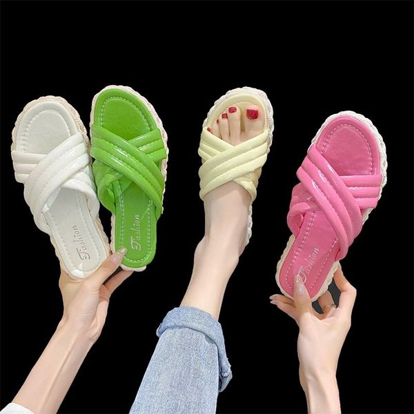 

slippers house platform female shoes luxury slides shallow low loafers 2021 flat designer soft summer fashion casual pu basic, Black