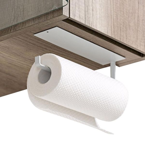 

hooks & rails kitchen paper roll towel holder black rail hanger wall mount cabinet bathroom rag for towels