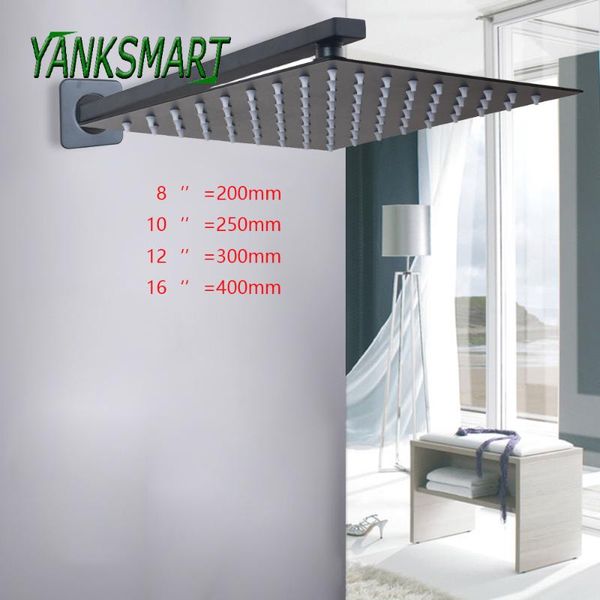 

luxury blacked bathroom 8/10/12/16 inch square rainfall shower head faucet arm tub painting faucets mixer tap sets