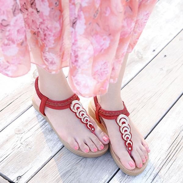 

women sandals designer elastic band ladies gladiator sandal shoes zapatos mujer t-strap flip flops thong bohemia style, Black