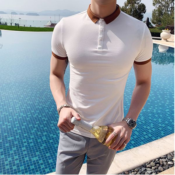

men's polos single cotton short sleeve polo shirts and men, leisure large size s-3xl, 72z9, White;black